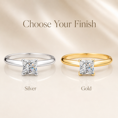 Anel de noivado Moissanite com corte princesa 