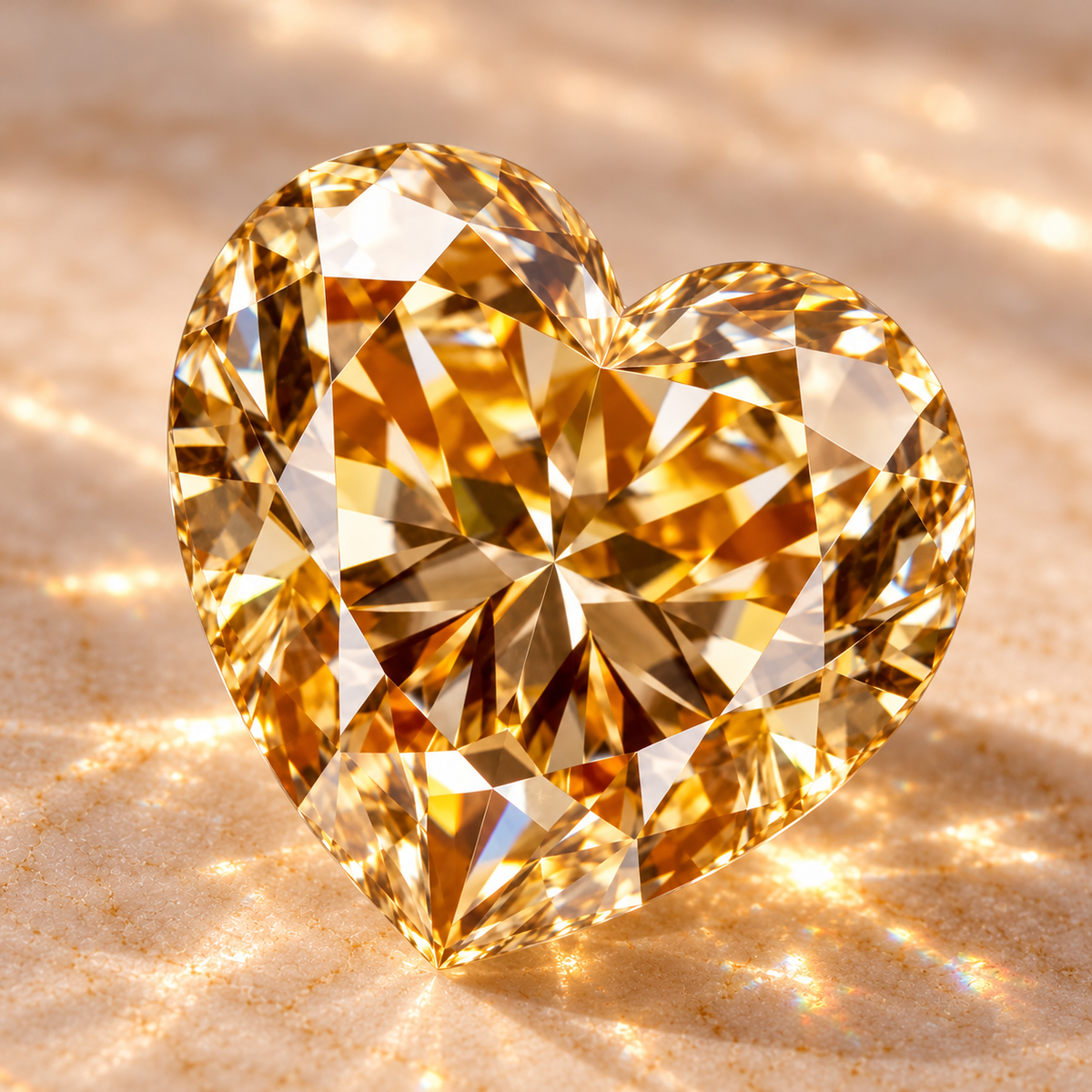 Vivid Champagne Heart Cut Moissanites