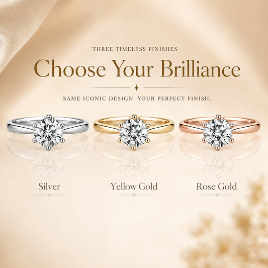 Classic 6 Prong Tiffany Style Solitaire Moissanite Engagement Ring
