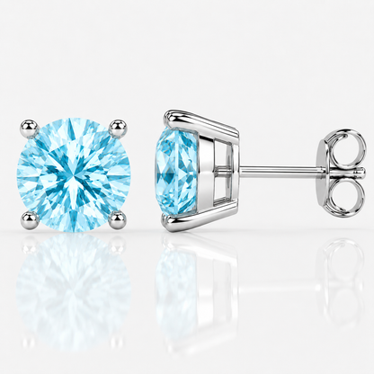 Four Prong Moissanite Solitaire Stud Earrings