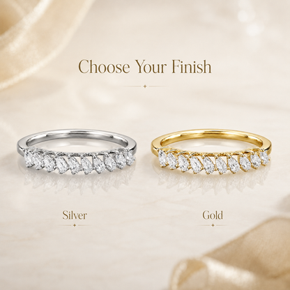 1ct Pear Cut Moissanite Half-Eternity Wedding Band