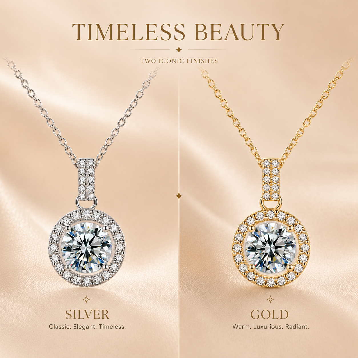 Colar com pingente de halo Moissanite 