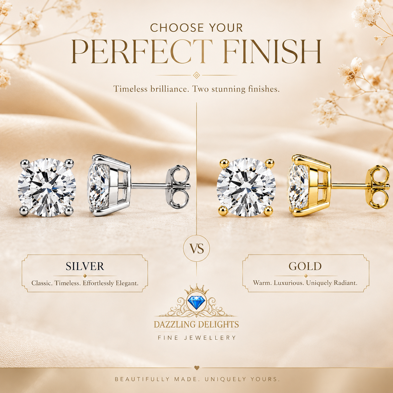 Four Prong Moissanite Solitaire Stud Earrings