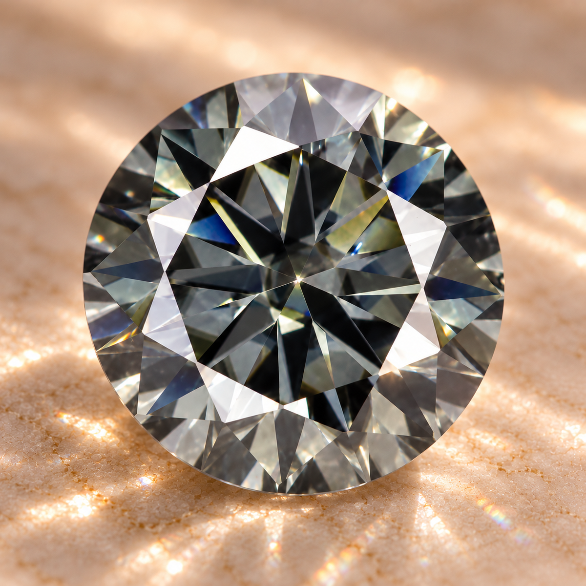 Grey Round Brilliant Cut Moissanites