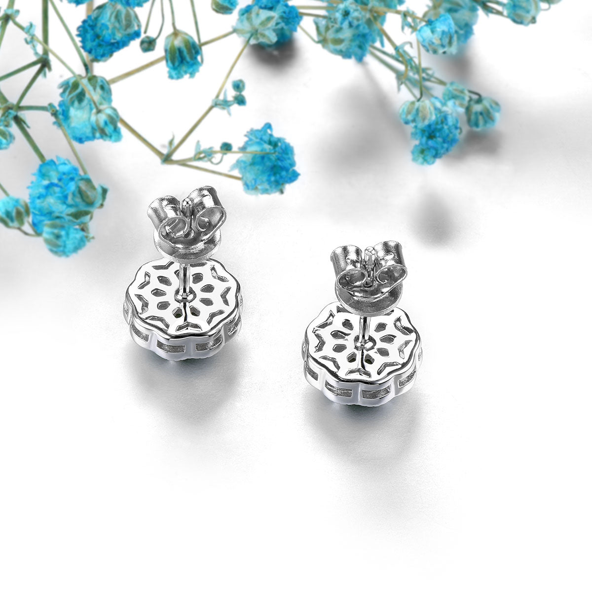 4mm Round Cut Natural Chrome Diopside Halo Stud Earrings - Premium Jewelry from Dazzling Delights - Just $74.95! Shop now at Dazzling Delights