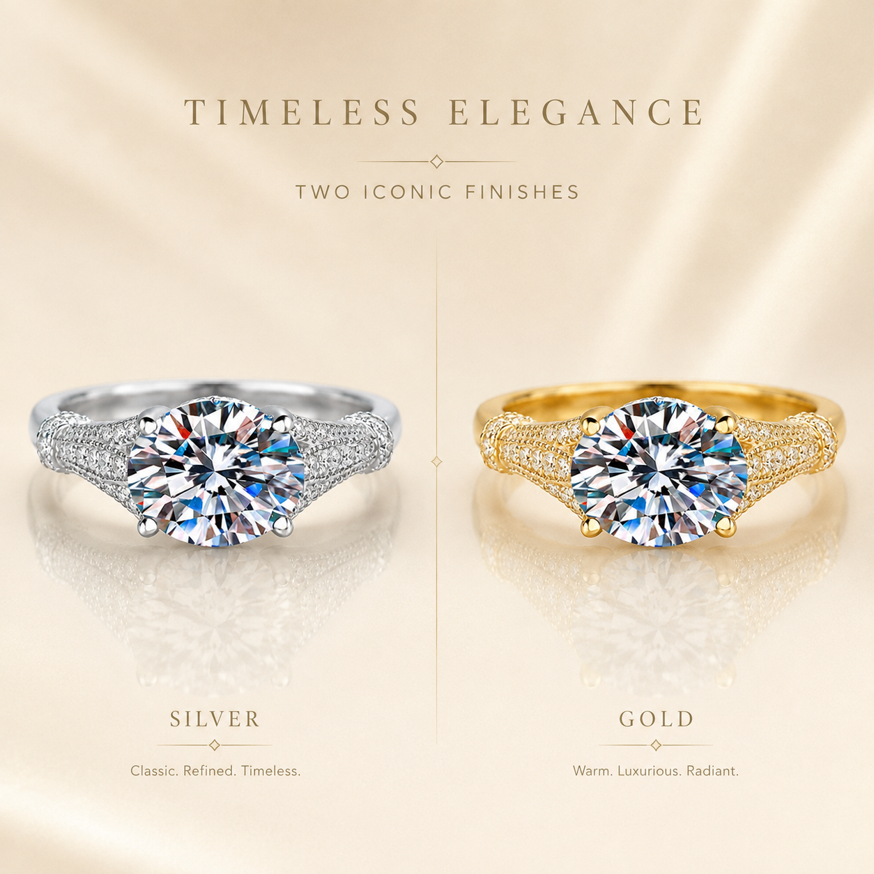 3ct Oval Cut Moissanite Multi-Row Pavé Engagement Ring