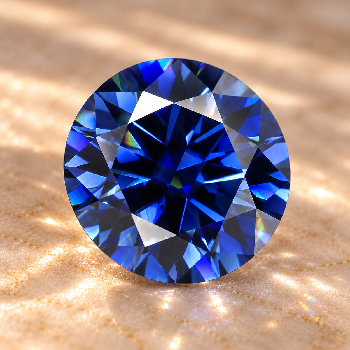 Royal Blue Round Brilliant Cut Moissanites