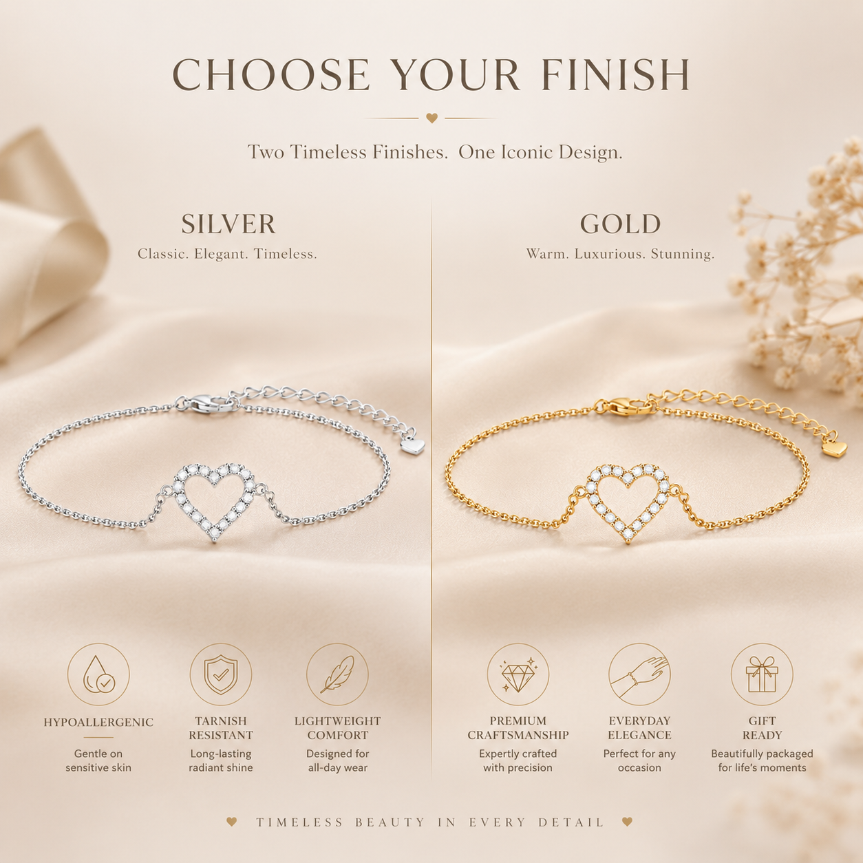 Pulseira Coração Moissanite 
