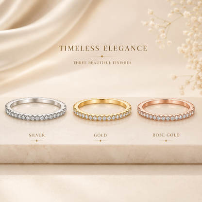 Aliança de casamento com anel de eternidade completo de moissanite com corte brilhante redondo de 0,50 ct