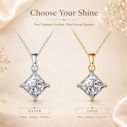 Colar com pingente de gota de moissanite com corte princesa 