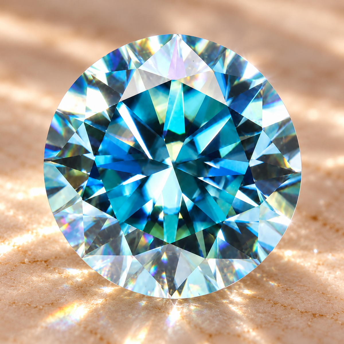 Sea Blue Round Brilliant Cut Moissanites