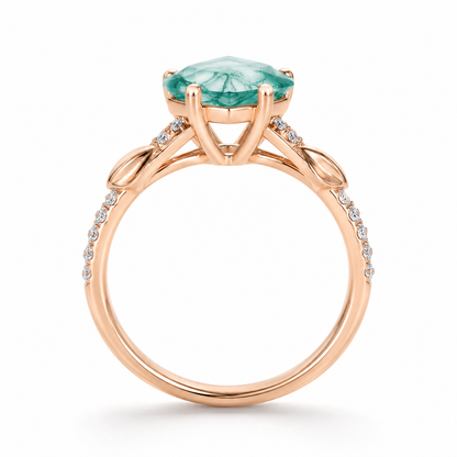 Natural Moss Agate Ring – Kite Cut Nature Inspired Boho Engagement Ring