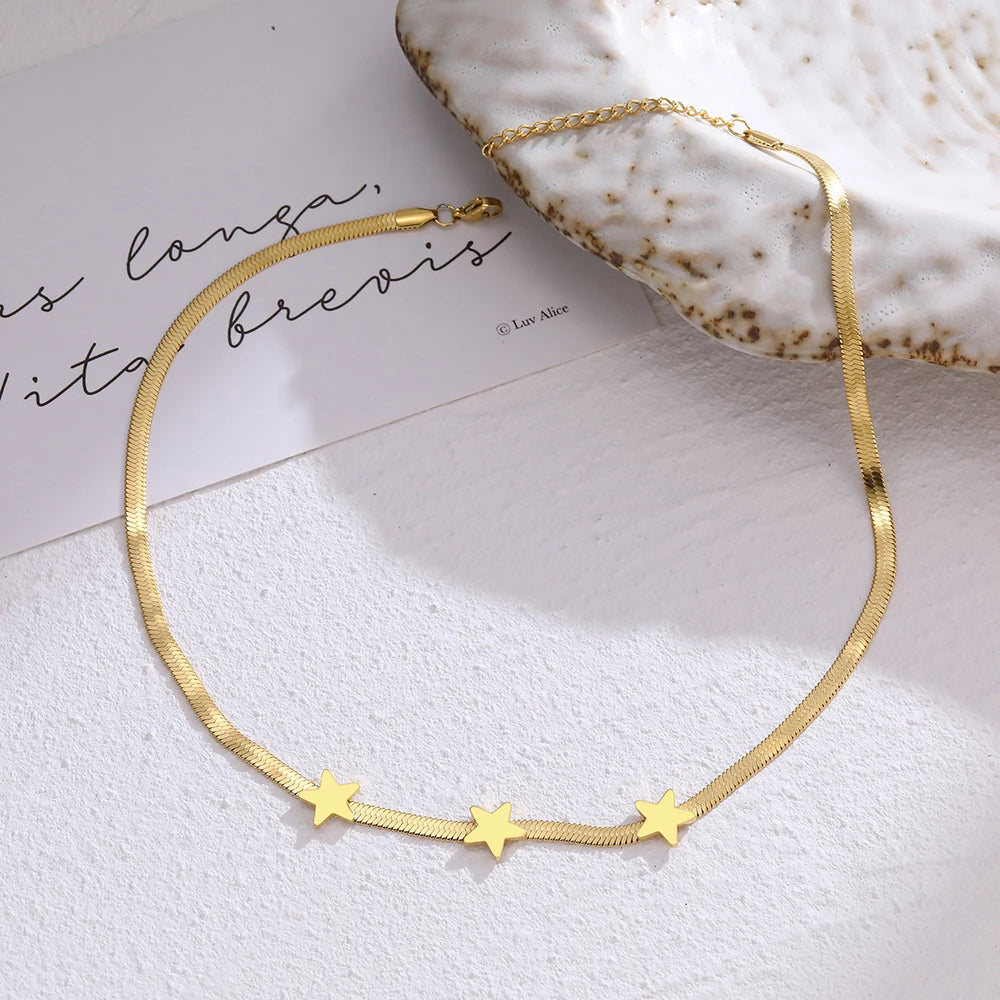 Titanium Star Herringbone Choker Necklace - Premium Jewelry from Dazzling Delights - Just $29.95! Shop now at Dazzling Delights