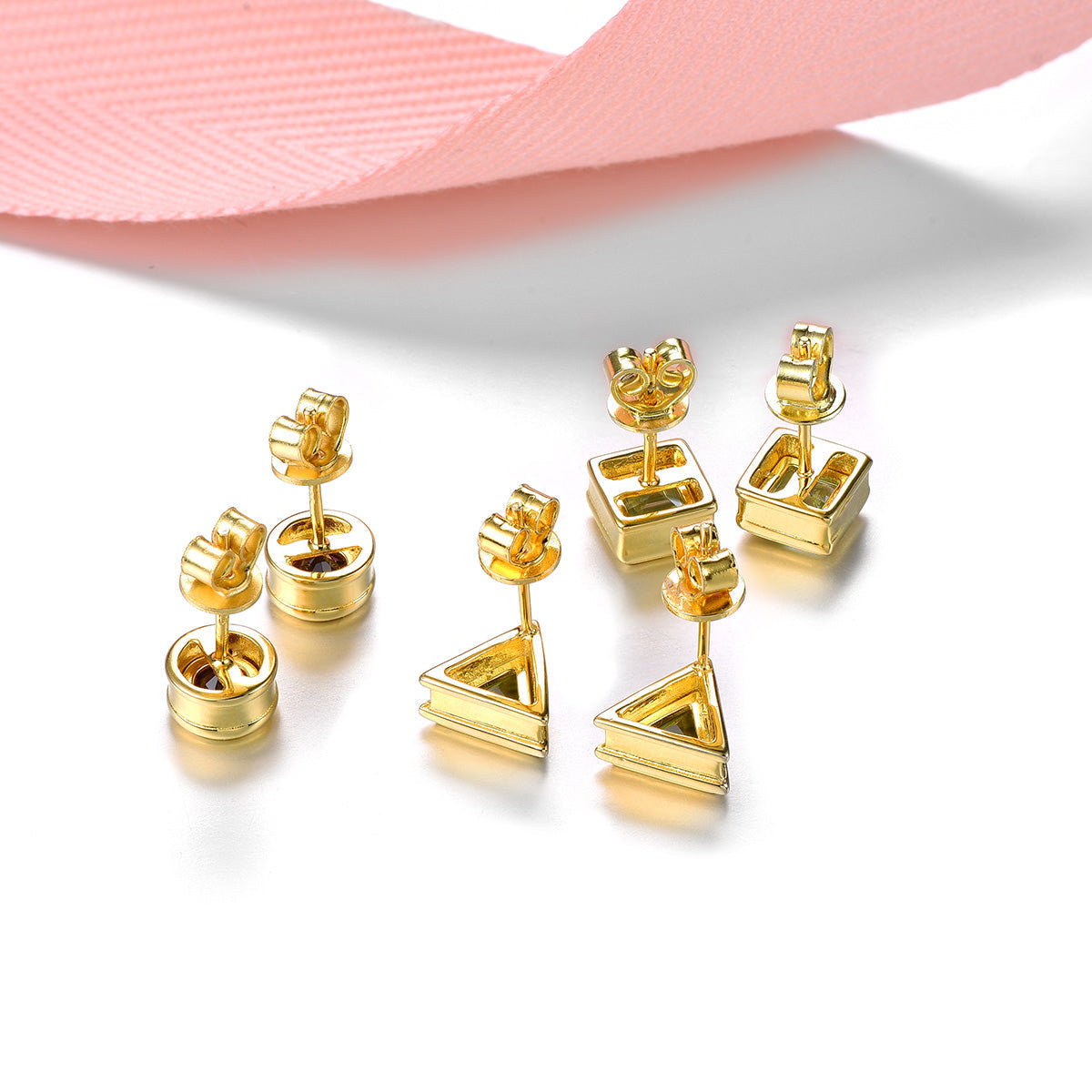 Geometric Designed Natural Gemstone Stud Earrings - Your Choice of Gemstone - Premium Jewelry from Dazzling Delights - Just $74.95! Shop now at Dazzling Delights