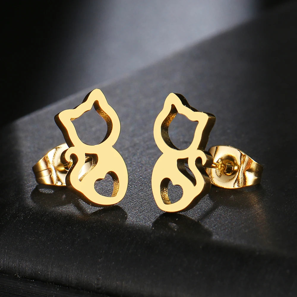 Titanium Cat Stud Earrings - Premium Jewelry from Dazzling Delights - Just $24.95! Shop now at Dazzling Delights