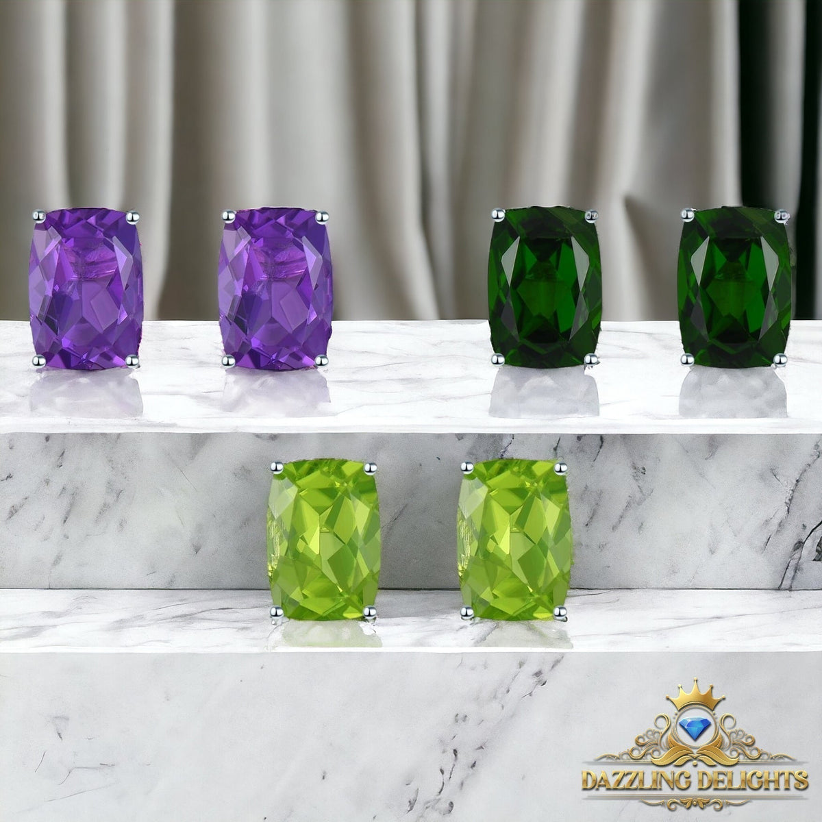 7x5mm Antique Cut Natural Gemstone Stud Earrings - Your Choice of Gemstone - Premium Jewelry from Dazzling Delights - Just $55.95! Shop now at Dazzling Delights