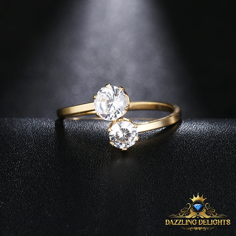 Titanium Open Ring with 6mm Cubic Zirconia - Premium Jewelry from Dazzling Delights - Just $46.95! Shop now at Dazzling Delights