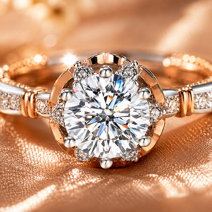 Two-Tone Round Brilliant Moissanite Vintage Engagement Ring