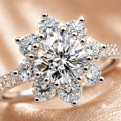 Sunflower Moissanite Engagement Ring