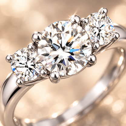 Anillo de trilogía de moissanita de 2 quilates 