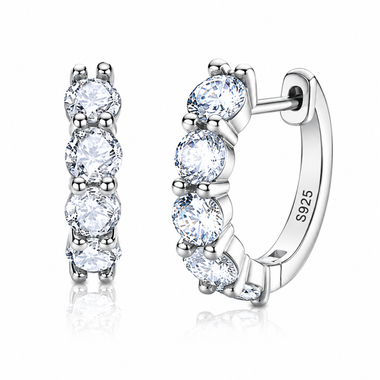 Five Stone Moissanite Hoop Earrings