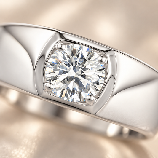 Anillo ajustable para hombre de moissanita de 1,00 quilates y 6,5 mm 