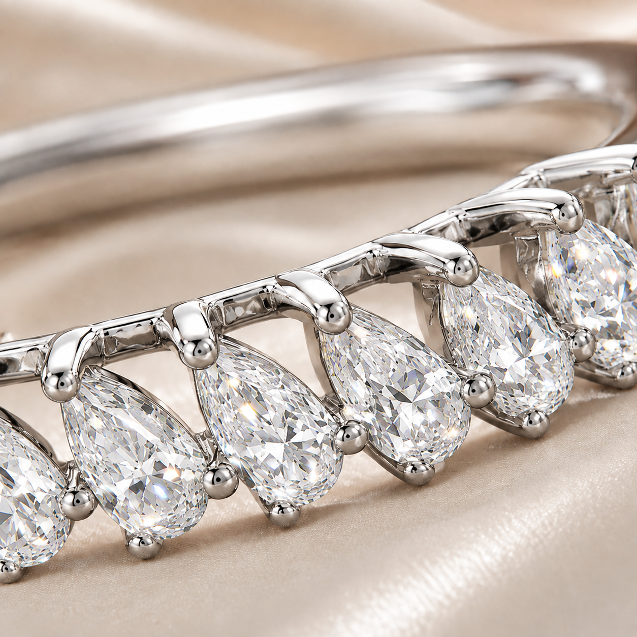 1ct Pear Cut Moissanite Half-Eternity Wedding Band