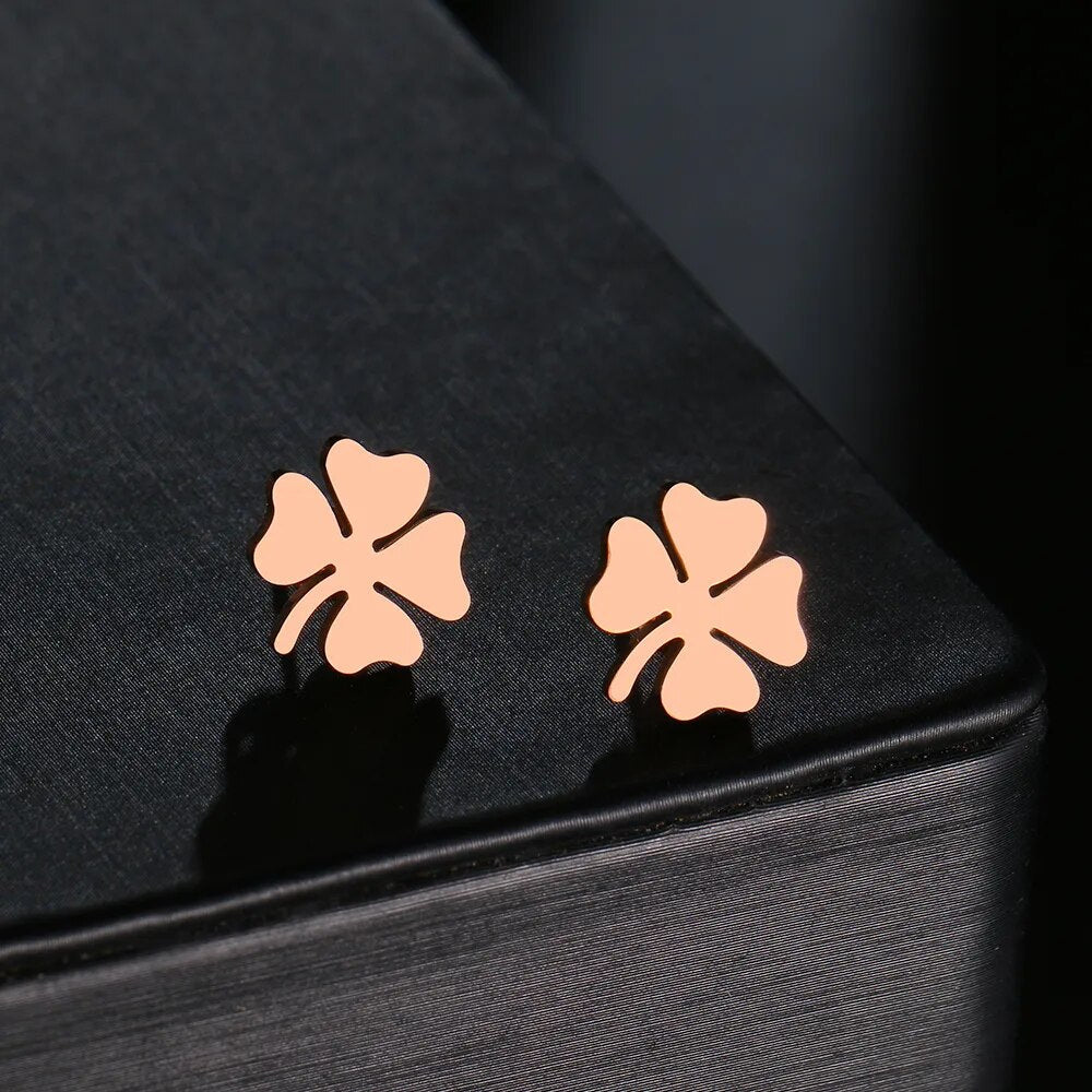 Titanium Four Leaf Clover Stud Earrings - Premium Jewelry from Dazzling Delights - Just $23.95! Shop now at Dazzling Delights