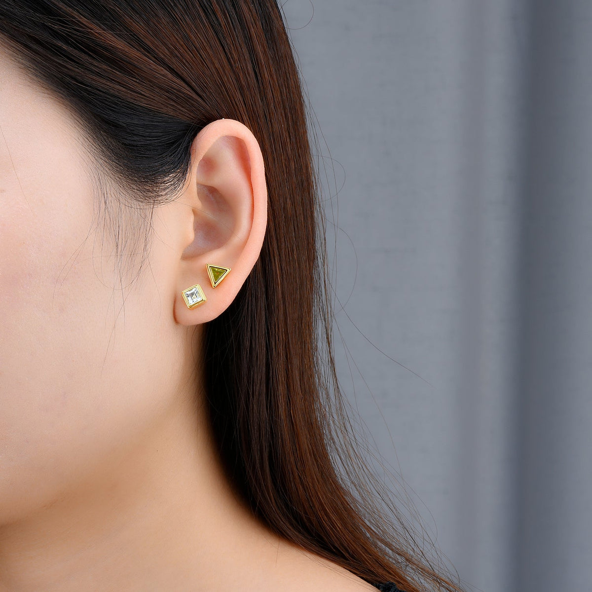 Geometric Designed Natural Gemstone Stud Earrings - Your Choice of Gemstone - Premium Jewelry from Dazzling Delights - Just $74.95! Shop now at Dazzling Delights