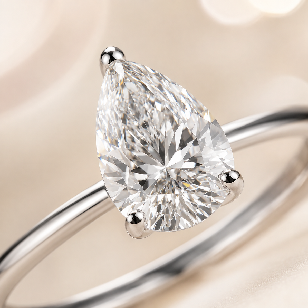 Anillo de compromiso con moissanita y solitario de talla pera 