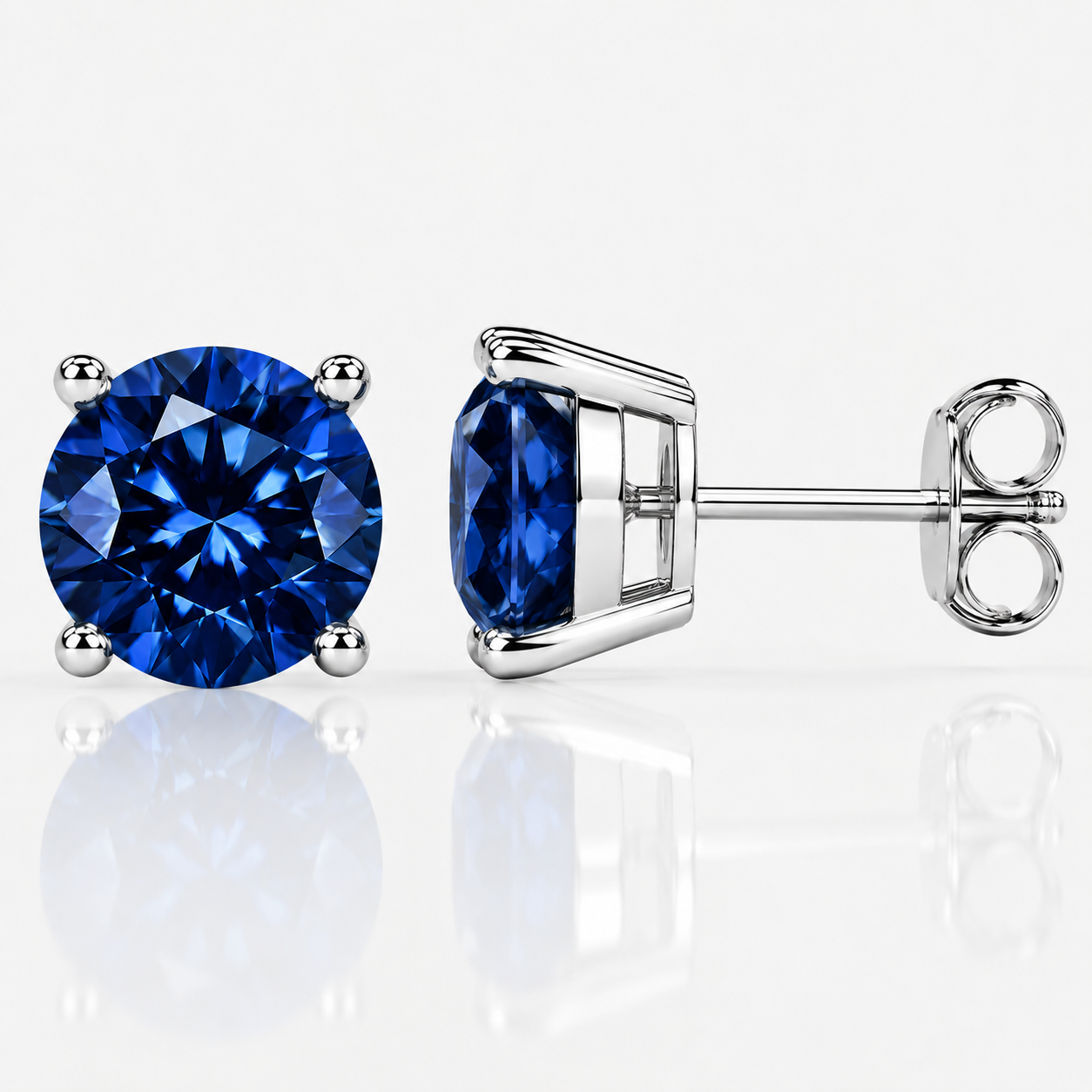 Four Prong Moissanite Solitaire Stud Earrings
