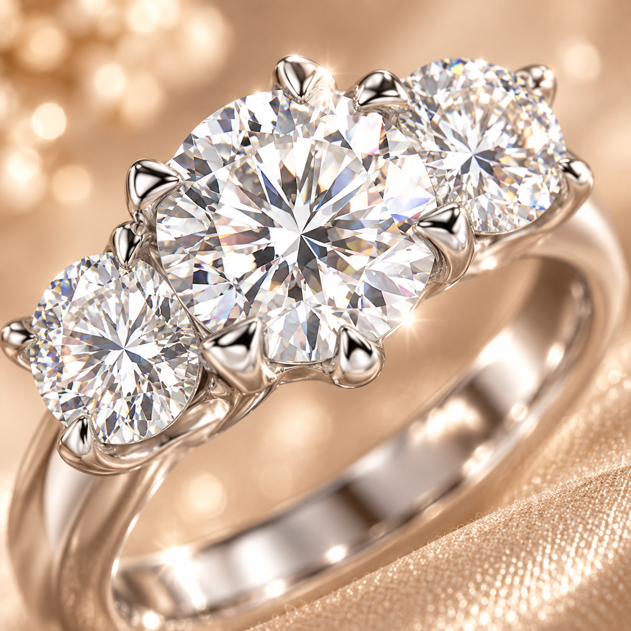 Anillo de trilogía de moissanita de 5 quilates 