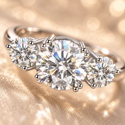 Anillo de trilogía de moissanita de 4 quilates 