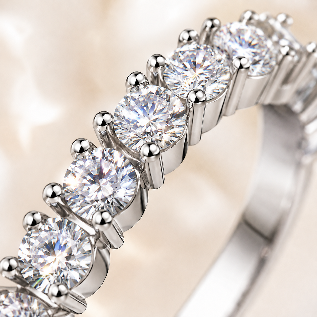 Aliança de casamento de anel de meia eternidade de moissanite com corte brilhante redondo de 3 mm