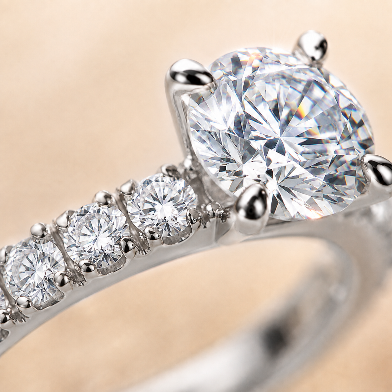 4.3ct Round Brilliant Moissanite Accent Engagement Ring