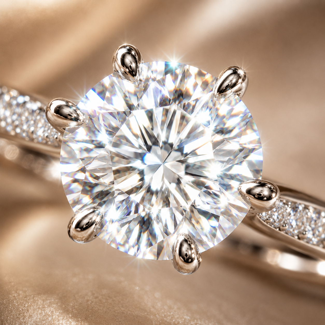 Round Brilliant Moissanite 8-Prong Pavé Engagement Ring
