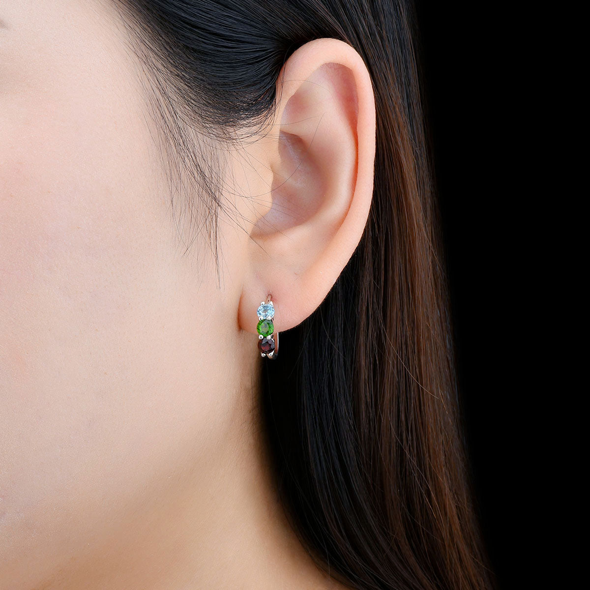 Tri-Stone Round Cut Natural Gemstone Earrings - Your Choice of Gemstones - Premium Jewelry from Dazzling Delights - Just $92.95! Shop now at Dazzling Delights