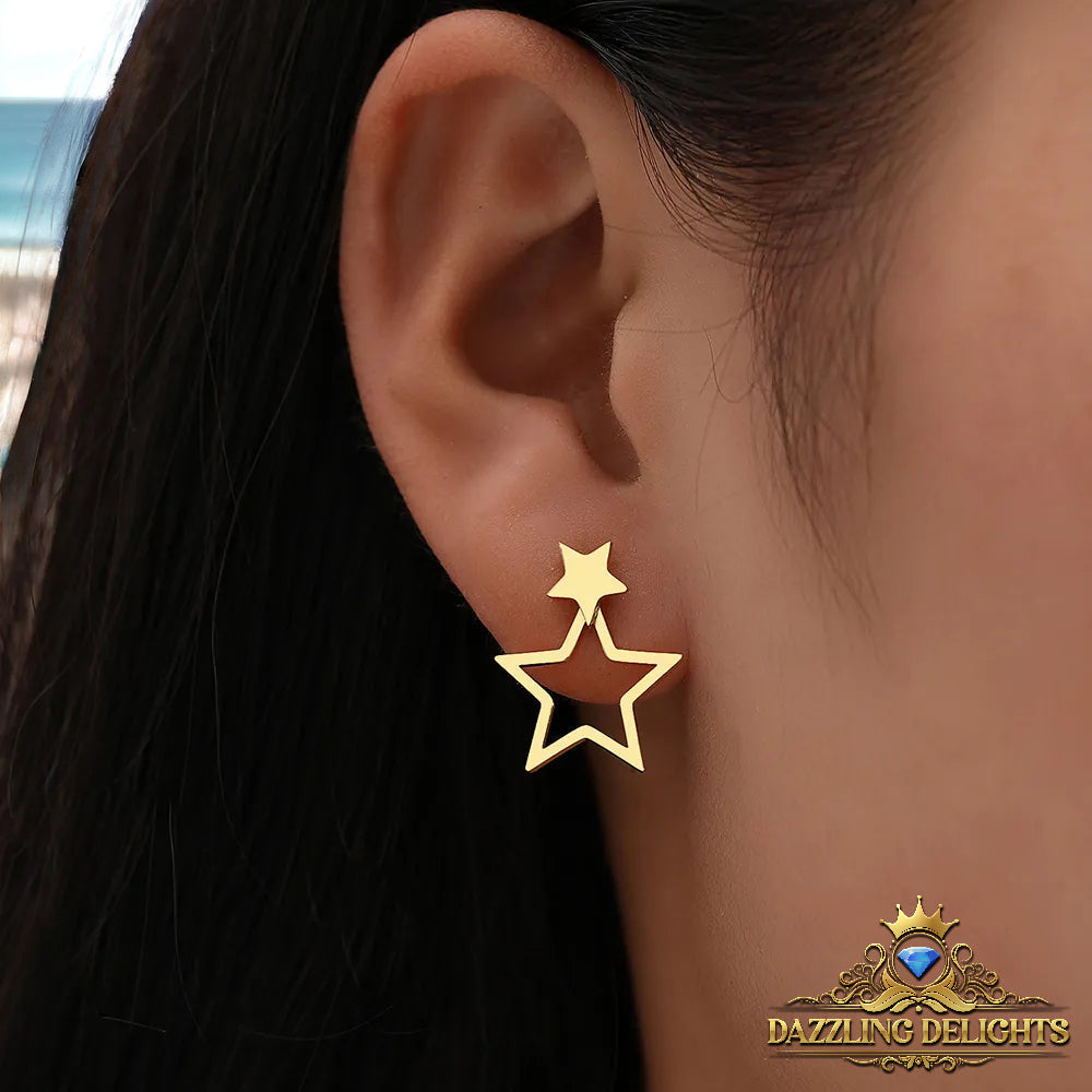 Titanium Double Star Stud Earrings - Premium Jewelry from Dazzling Delights - Just $27.95! Shop now at Dazzling Delights