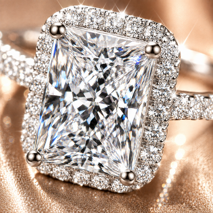 Radiant Halo Moissanite Engagement Ring