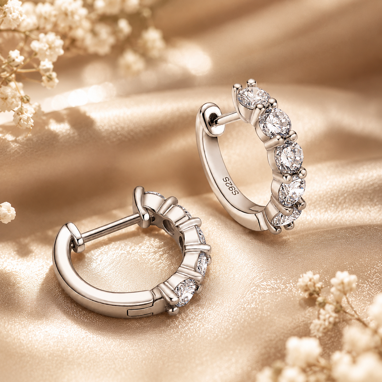 Five Stone Moissanite Hoop Earrings – 2.0ct
