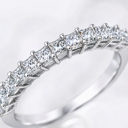 1ct Princess Cut Moissanite Half-Eternity Wedding Band