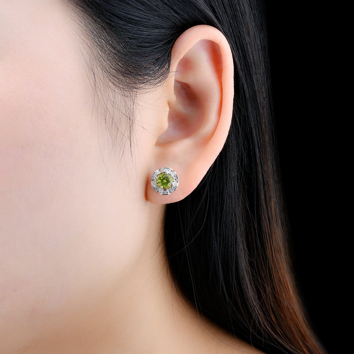 6mm Round Cut Natural Peridot Halo Stud Earrings - Premium Jewelry from Dazzling Delights - Just $97.95! Shop now at Dazzling Delights