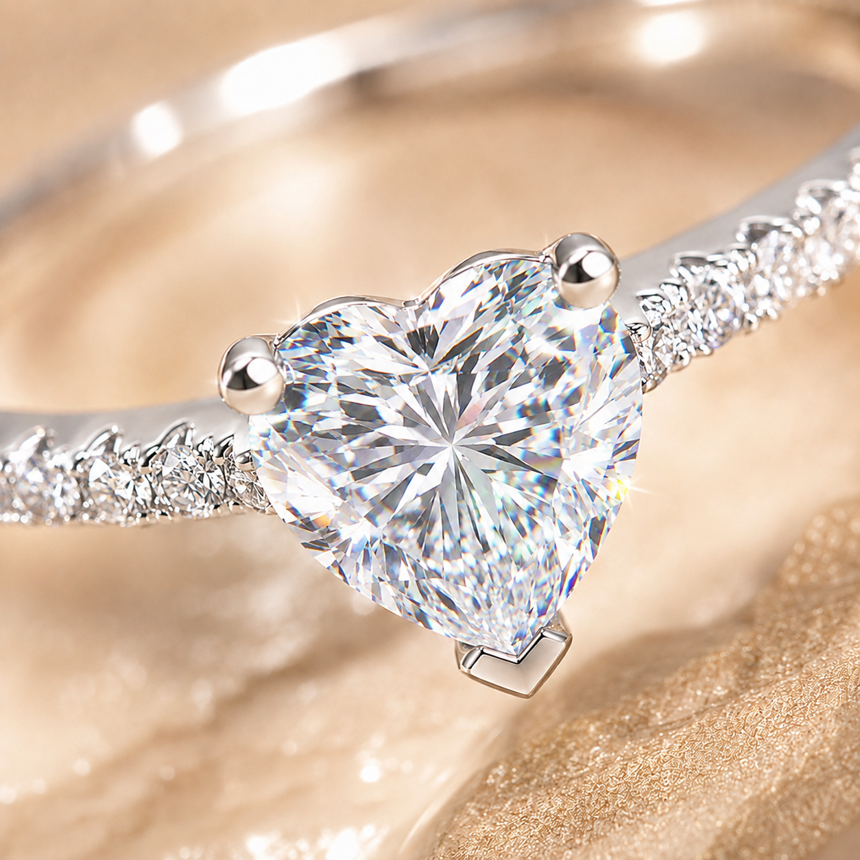 Heart Cut Moissanite Pavé Engagement Ring