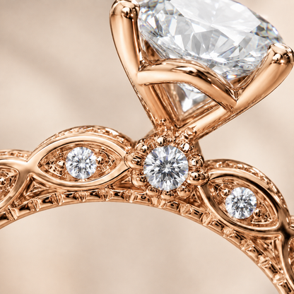 Vintage Round Brilliant Moissanite Rose Gold Engagement Ring