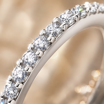 Round Brilliant Moissanite Pavé Half-Eternity Wedding Band