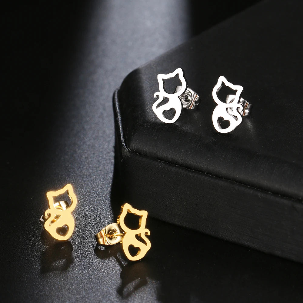 Titanium Cat Stud Earrings - Premium Jewelry from Dazzling Delights - Just $24.95! Shop now at Dazzling Delights