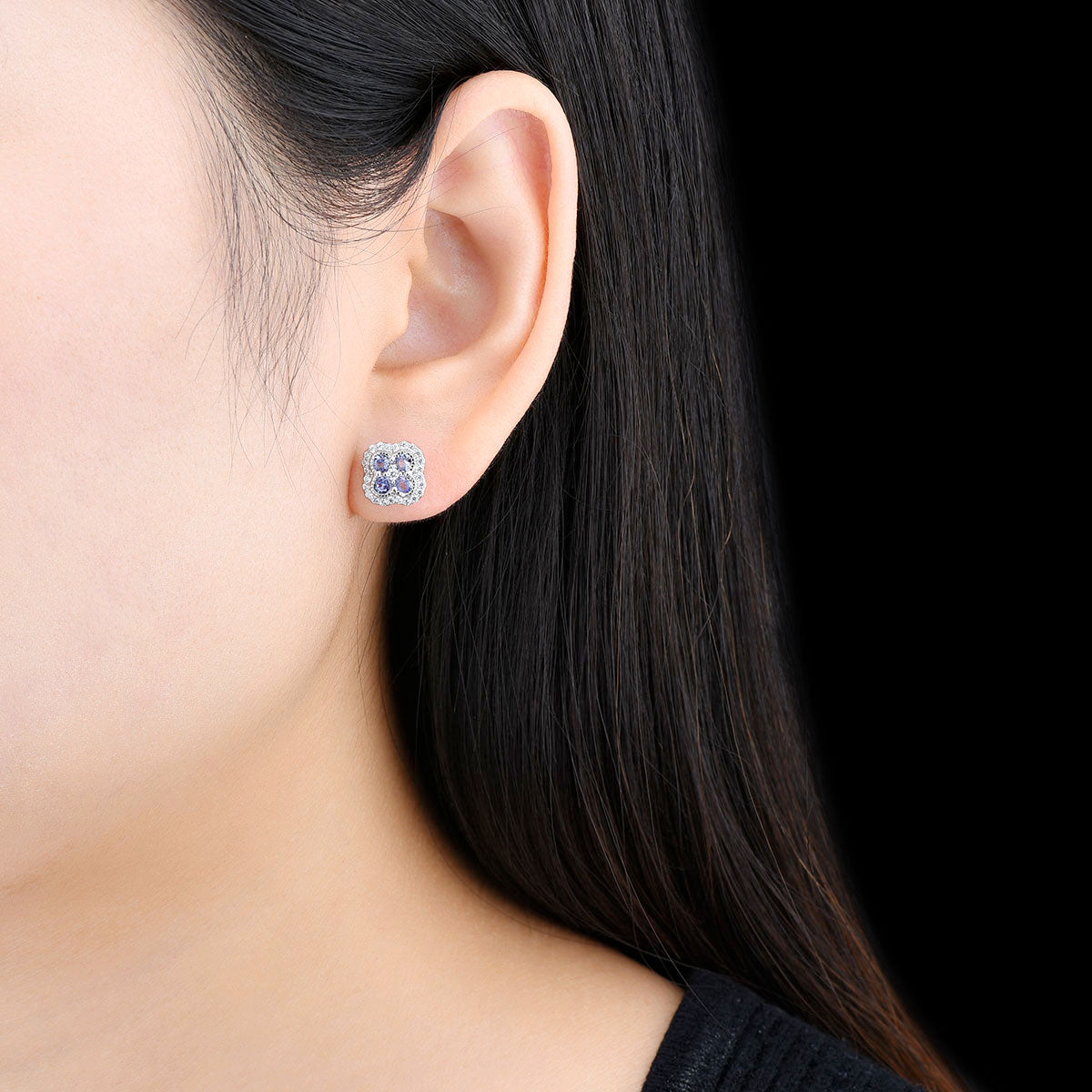 Four-Stone Natural Gemstone Halo Stud Earrings - Your Choice of Gemstone - Premium Jewelry from Dazzling Delights - Just $92.95! Shop now at Dazzling Delights