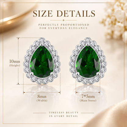 Natural Chrome Diopside & Moissanite Halo Stud Earrings