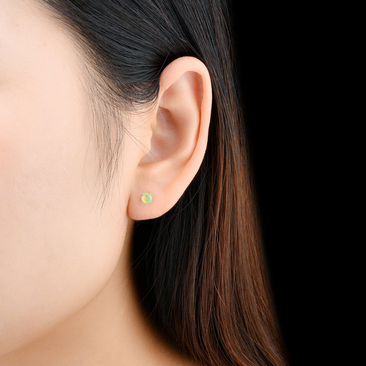 4mm Round Cut Natural Opal Stud Earrings - Premium Jewelry from Dazzling Delights - Just $67.95! Shop now at Dazzling Delights