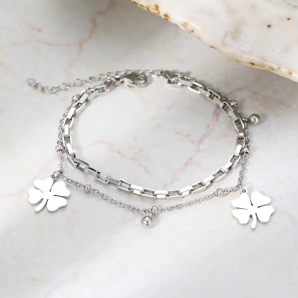 Titanium Four Leaf Clover Bracelet - Premium Jewelry from Dazzling Delights - Just $28.95! Shop now at Dazzling Delights